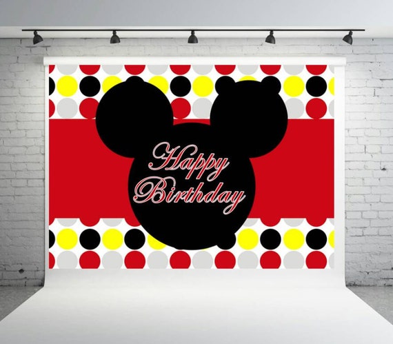 Dessin animé Mickey Mouse fête d'anniversaire toile de fond toile de fond  personnalisée enfants bébé douche fête fond vinyle Polyester bannière  accessoires Photo -  France