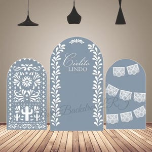 Dusty Blue Cielito Lindo Arch Backdrop Cover Mexican Fiesta Flower Arch Cover  Birthday Baby Shower Party Decor Cake Background Double-Sided