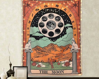 Star Moon Tarot Card Tapetsry Mysterious Tarot Tapestry For Living Room Bedroom Wall Hanging Hippie Tapestries Dorm Decoration Backdrop