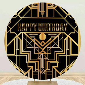 Black Gold Round Backdrop Cover Circle Birthday Photography Backdrop Wall Photo Background Party Decor Photo Studio Props