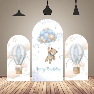 Palloncino ad aria calda Compleanno Chiara Arco Copertura Sfondo Carino Orsetto Arco Copertura Sfondo Baby Shower Festa Decorazione Sfondo Doublesid