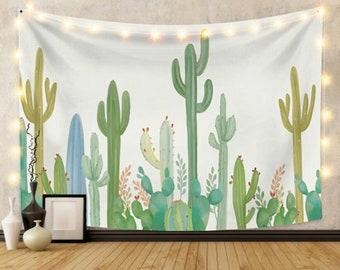 ARFBEAR Cactus Tapestry Wall hangings Yellow and Green Watercolor Printed Natur 