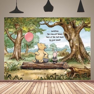 Baby 1e Verjaardagsfeestje Fotografie Achtergrond Cartoon Winnie Pooh Beer Achtergrond Baby Douche Foto Achtergrond Kinder Verjaardag Banner
