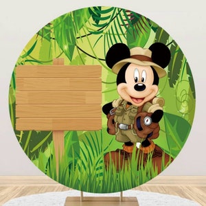 Jungla Redonda Fotografía Telón de Fondo Bebé Mickey Recién Nacido Fiesta de Cumpleaños Telón de fondo Cubierta Círculo Fondo Estudio Accesorios Decoración Nombre personalizado