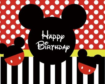 Fondo de cumpleaños de Minnie Mouse: pancarta fotográfica con lunares rojos