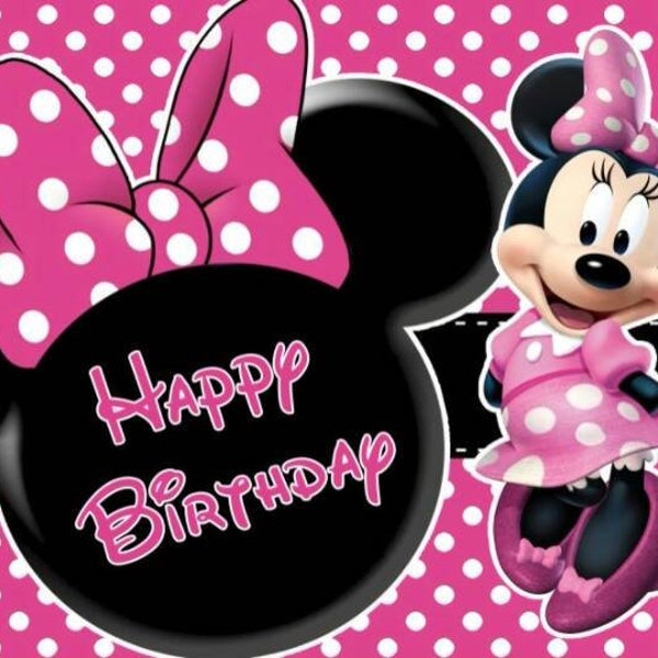 Minnie Mouse Backdrop Girls Pink Happy Birthday Photography Background Princess Kids Baby Shower Party Decoration