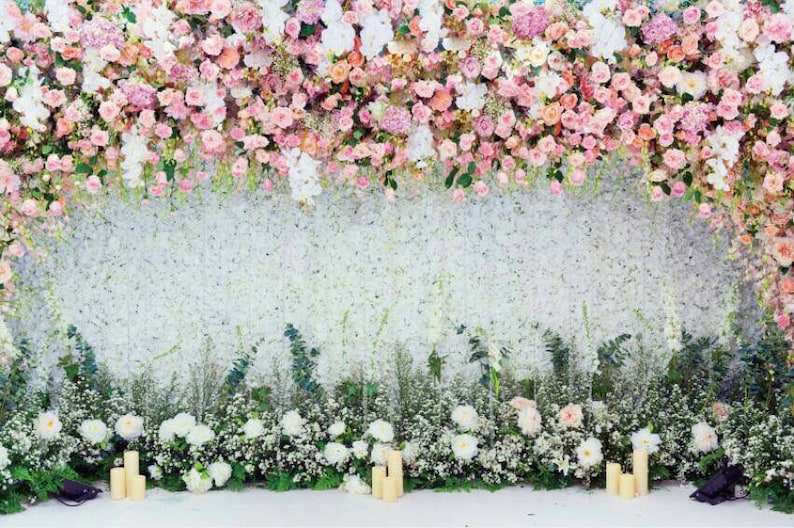 Wedding Stage Flowers Wall Photography Backdrop Photo Etsy