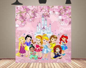 Baby Princess Party Backdrop Cartoon Castle Children Birthday Banner Baby Shower Photo Booth