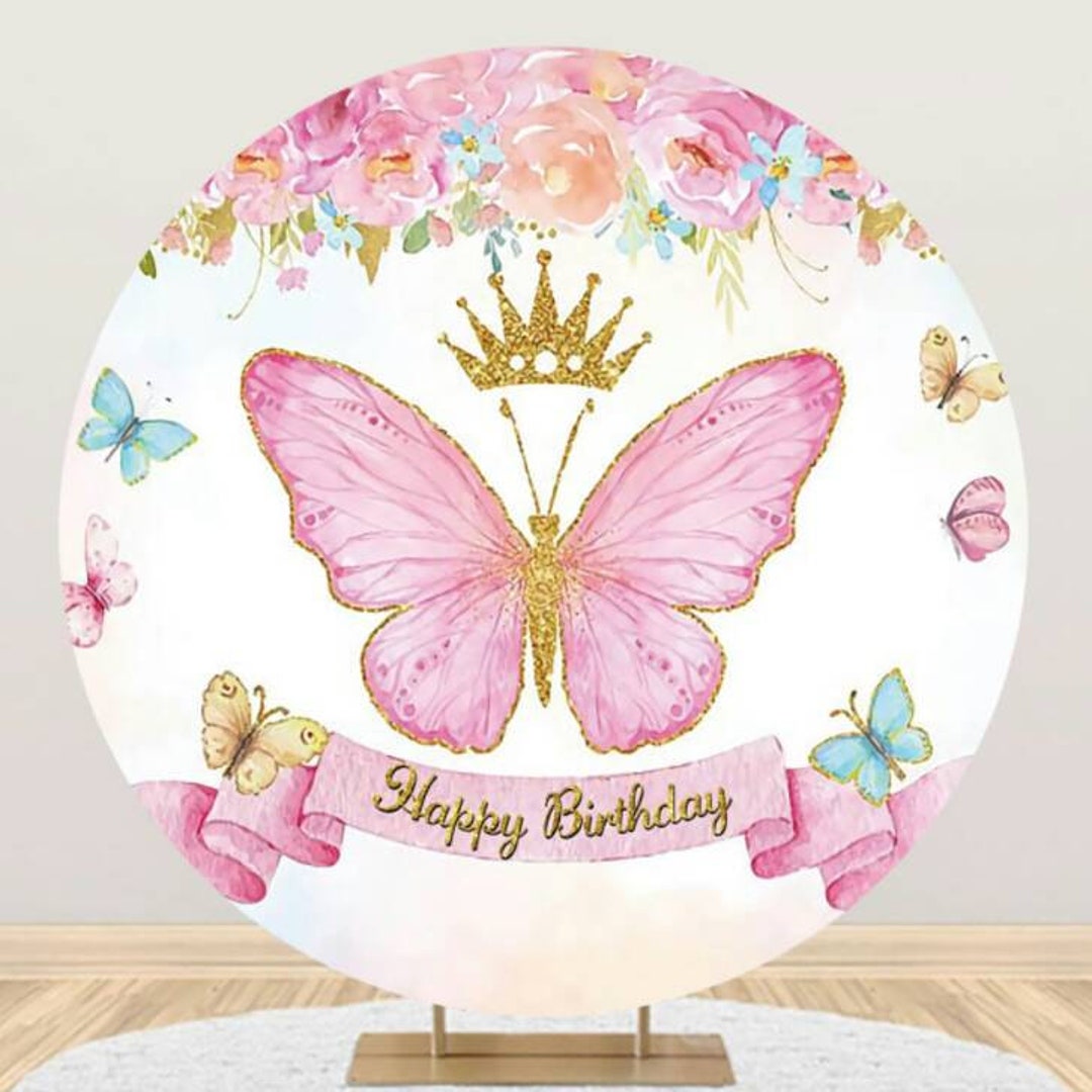 Circle Butterfly Photography Backdrop Cloth Floral Photo Background ...