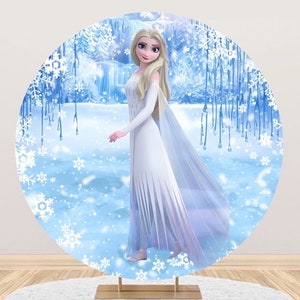 Princess Elsa Round Arch Backdrop Cover Kids Girls Birthday Photography Background Newborn Frozen Circle Photo Backdrop Baby Shower Decor