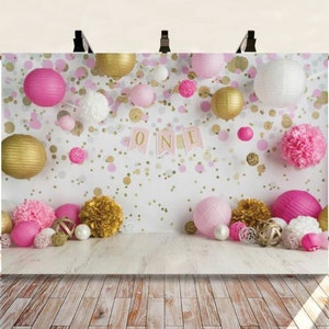 Baby's 1e verjaardag Fotografie Achtergrond Muur Roze Prinsesje Achtergrond Banner Foto Achtergrond Baby Shower Studio Props Decoratie