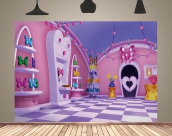Minnie Shop Schleife Geburtstagsparty Hintergrund: Babyparty Dekor