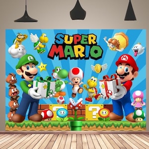Kinderen Verjaardagsfeestje Fotografieachtergrond Super Mario Brother Achtergrond Babyshower Fotoachtergrond Muurdecoratie Cartoon Banner voor Babyshower: