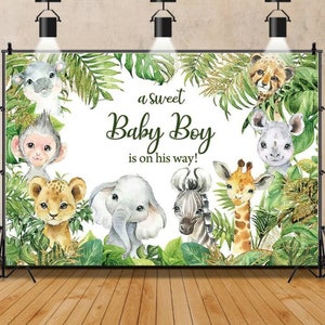 Fondo de fotografía para Baby Shower, Fondo de foto de niño recién nacido, vinilo, Animal de la selva, fondos de cumpleaños, decoración de mesa de pastel, accesorios de estudio