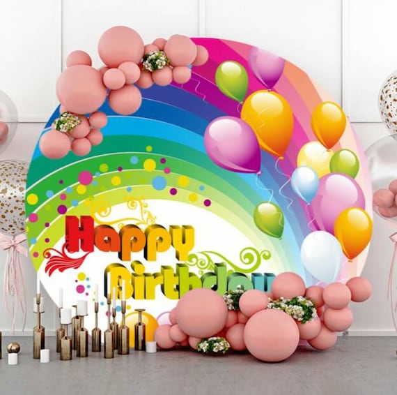 Fondo de feliz cumpleaños, globos de colores, fondo azul, recién