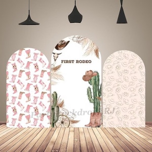 First Rodeo Western Cowboy Arch Backdrop Cover for Baby Shower West Farm Birthday Party Photography Background Decor
