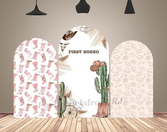 First Rodeo Western Cowboy Arch Backdrop Cover for Baby Shower West Farm Birthday Party Photography Background Decor