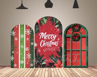 Merry Christmas Arch Backdrop Cover Xmas Window Snowflake Chiara Arched Wall Photography Background