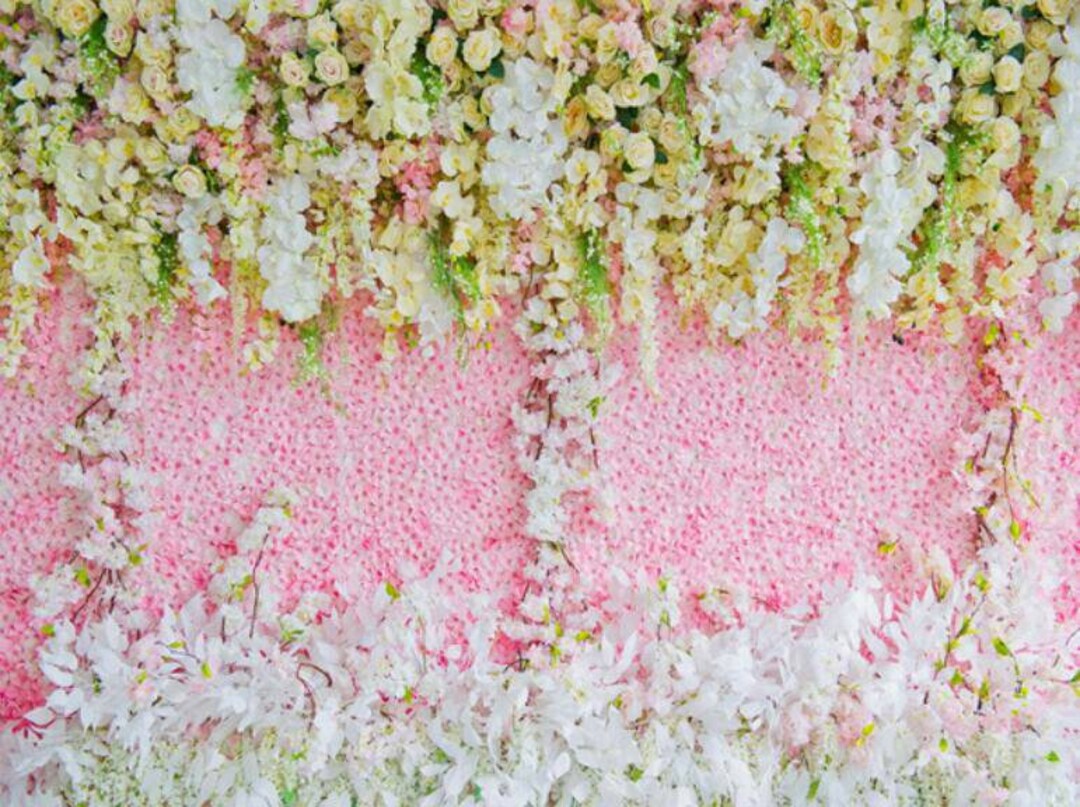 Vinyl-Fotohintergrund 1,8 X 1,5 M – Rosa Blumen-Muster – Für Hochzeit, Geburtstag, Baby-Party, Fotoshooting
