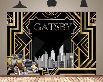 Black Gold Retro 20s Gatsby Birthday Backdrops 1920s Woman Photography Backdrop Party Decoration Banner