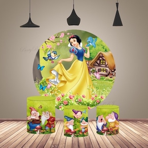 Cartone animato principessa arco rotondo sfondo per fotografia di bambine sfondo per baby shower compleanno sfondo cerchio torta tavolo cilindro coperture