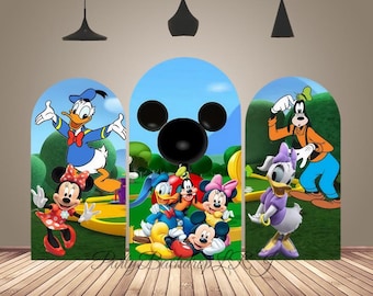 Mickey Clubhouse Arch Cover Children's Birthday Baby Shower Chiara Arched Wall Decoration Background Polyester Fabric