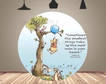 Winnie Puuh Babyparty Runde Hintergrundabdeckung: Kindergeburtstagsfeierdekoration