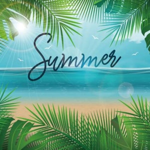 Seaside Party Backdrop Plant Beach Photography Backdrop Birthday Party Summer Theme Banner Custom Background