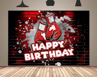 Boy Birthday Party Backdrop Fight Sports Boxing Gloves Background Poster Baby Shower Photography  Backdrop Props