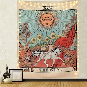 Sun Tarot Card Tapetsry Europe Misterioso Arazzo tarocchi per soggiorno Camera da letto Parete Appeso arazzi hippie Dorm Decorazione Sfondo