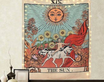 Sun Tarot Card Tapetsry Europe Mysterious Tarot Tapestry For Living Room Bedroom Wall Hanging Hippie Tapestries Dorm Decoration Backdrop