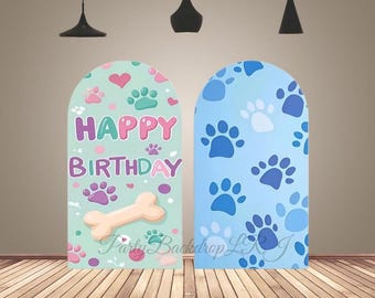 Cartoon Paw Print Arch Backdrop Cover Pet Theme Party Background Wall Decor Kids Birthday Chiara Arched Covers Custom