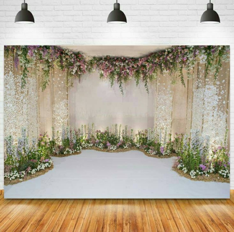 Wedding Stage Flowers Wall Photography Backdrop Photo - Etsy