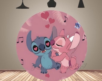 Baby Shower Stitch Round Backdrop Cover: Kids Birthday Party Decor Backdrop