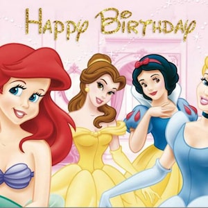 Birthday Photography Backdrop Baby Shower Kids Party Background Banner Cartoon Princess Party Backdrop Decoration Wall For Girls