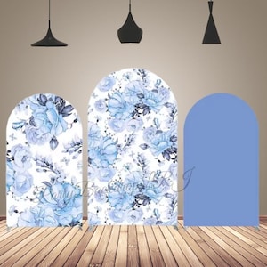 Double-Sided Arch Cover Blue Flowers Rose Backdrop Bride Shower Chiara Arch Wall Birthday  Photo Banner Wedding Party Arch Backdrop