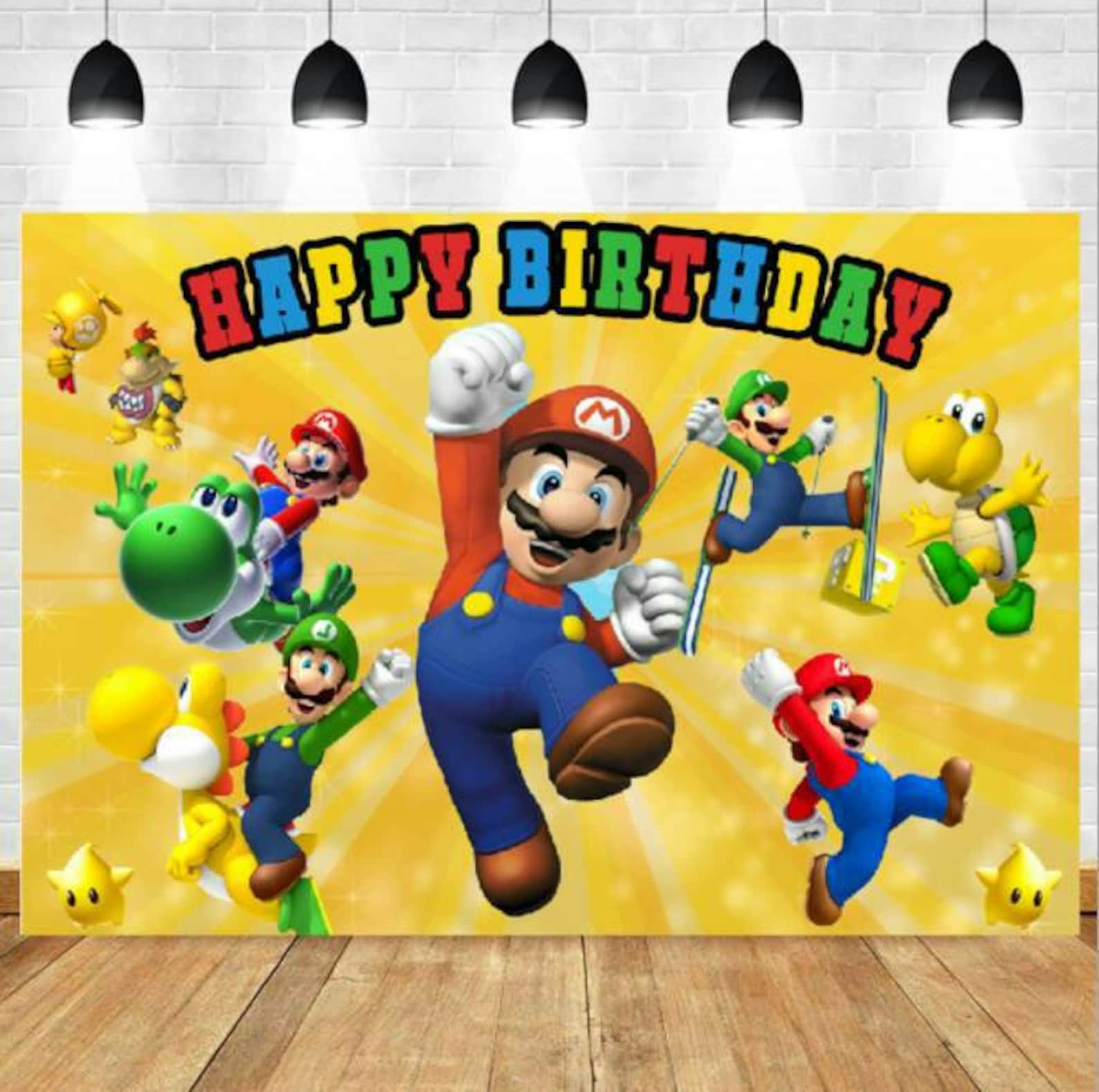 Happy Birthday Super Mario Backdrop 5x3 Super Mario C vrogue.co