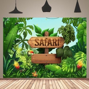 Jungle Safari Theme Photography Backdrop Forest Wild One Backdrop Banner for Kids Birthday Party Newborn Shower Decor Booth Props