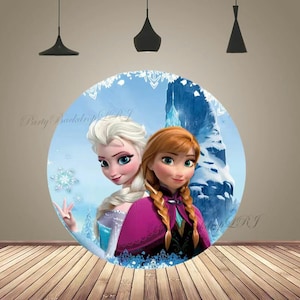 Baby Shower Frozen Princess Elsa Anna Round Arch Backdrop Girls Birthday Photography Background Circle Photo Backdrop Party Supplies