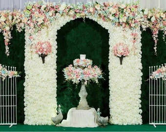 Wedding Stage Flowers Wall Photography Backdrop Floral Arch Wedding Background Banner Outdoors Engagement Party Backdrop