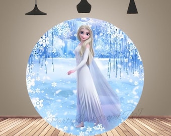 Princess Elsa Round Arch Backdrop Cover: Frozen Birthday Party Backdrop Decor