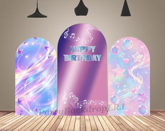 KPop Theme Purple Tattoos Arch Backdrop Cover Music Girls Birthday Party Decor Baby Shower Custom Arched Background