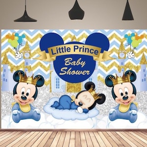 Kleine Prins Babyshower Fotografieachtergrond Cartoon Baby Mickey Achtergrond Banner voor Kinderen Verjaardagsfeestje Pasgeboren Douche Decor Booth Props
