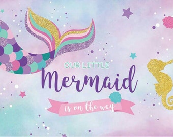 Fondo de sirena para baby shower: fondo fotográfico para fiesta de cumpleaños