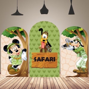 Double Sided Disney Safari Mickey Mouse Arch Cover Birthday Arch Backdrop Custom Baby Shower Chiara Arch Photography Background Banner