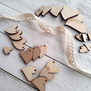 3-100Pcs Unfinished Wooden Hearts Blank Wood Slices 1cm-10cm Wooden DIY  Crafts