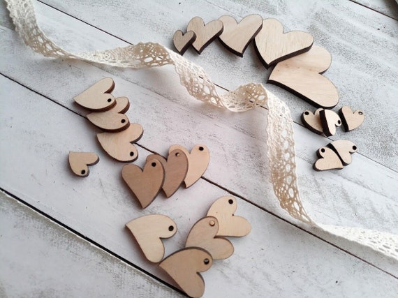 10 Pcs Laser Cut Wooden Blank Hearts Small Primitive Plain Hearts Gift Tag Wooden  Hearts Shape for Craft Making Keepsakes Present 