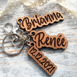 Personalized Engraved Name Keychain. Childs Keychain. Custom wooden Keychain. Name tag for bag. Backpack name tag. Name Key Tag