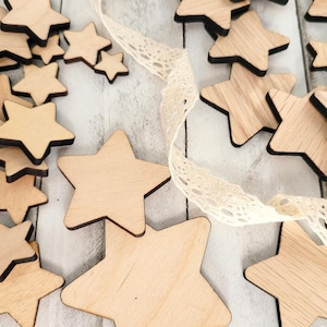 10 pezzi - Stelle vuote in legno tagliate al laser. Piccola stella semplice primitiva. Forma di stelle in legno. Creazione di artigianato. Regalo ricordo. Decorazioni per le feste