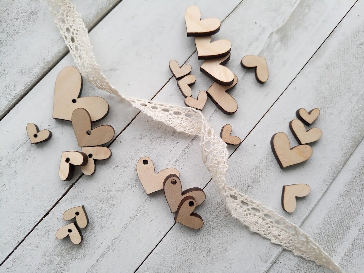 10 Pcs Laser Cut Wooden Blank Hearts Small Primitive Plain Hearts Gift Tag Wooden  Hearts Shape for Craft Making Keepsakes Present 